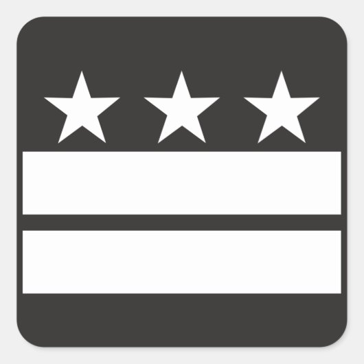 DC-Flagge in Schwarz und Weiß Quadratischer Aufkleber (Vorderseite)