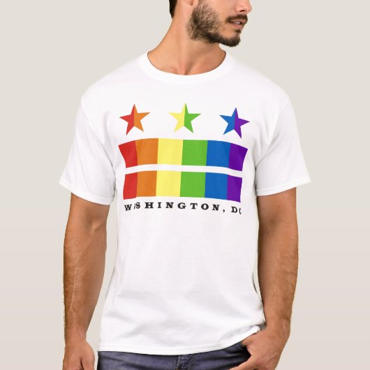 DC-Flaggenregenbogen mit Text T-Shirt (Vorderseite)