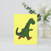 DC - Funny Joggen Dinosaur Postcard Postkarte (Stehend Vorderseite)