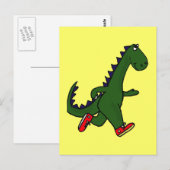 DC - Funny Joggen Dinosaur Postcard Postkarte (Vorne/Hinten)