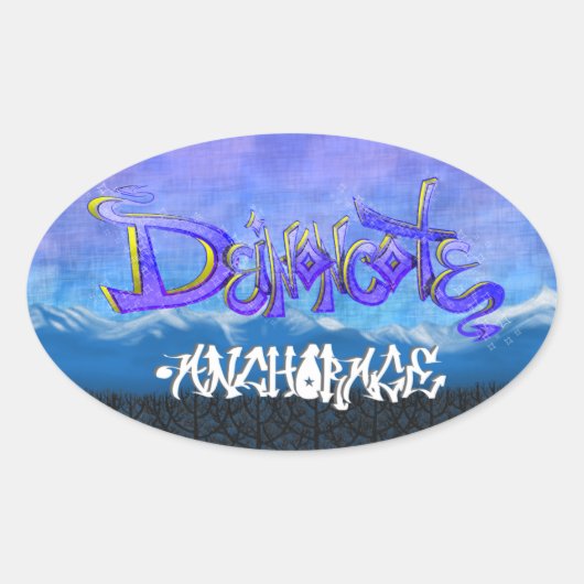 DC Graffiti Ovaler Aufkleber (Vorderseite)