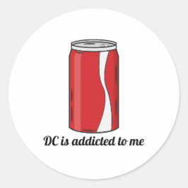 DC ist süchtig nach mir Soda-Dosen-Design | Lustig Runder Aufkleber