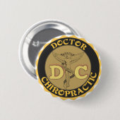 DC-LOGO - DOKTOR CHIROPRACTIC CADUCEUS BUTTON (Vorne & Hinten)
