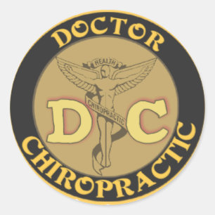 DC-LOGO - DOKTOR CHIROPRACTIC CADUCEUS RUNDER AUFKLEBER