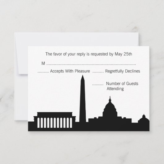 DC Skyline Wedding RSVP Cards (Vorderseite)
