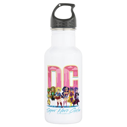 DC Super Hero Girls Lineup Edelstahlflasche (Vorderseite)