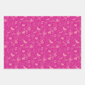 DC Super Hero Girls Pink Icon Muster Geschenkpapier Set (Vorderseite 2)