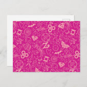 DC Super Hero Girls Pink Icon Muster Postkarte (Vorne/Hinten)