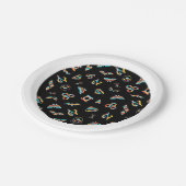 DC Super Hero Girls Rainbow Icon Muster Pappteller (Schrägansicht)