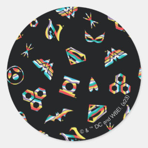 DC Super Hero Girls Rainbow Icon Muster Runder Aufkleber