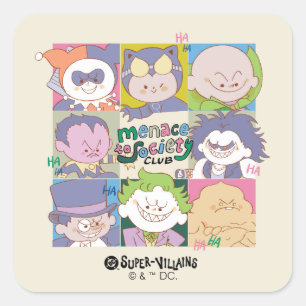 DC-Super-Schurken-Bedrohung-der-Gesellschaft-Club- Quadratischer Aufkleber