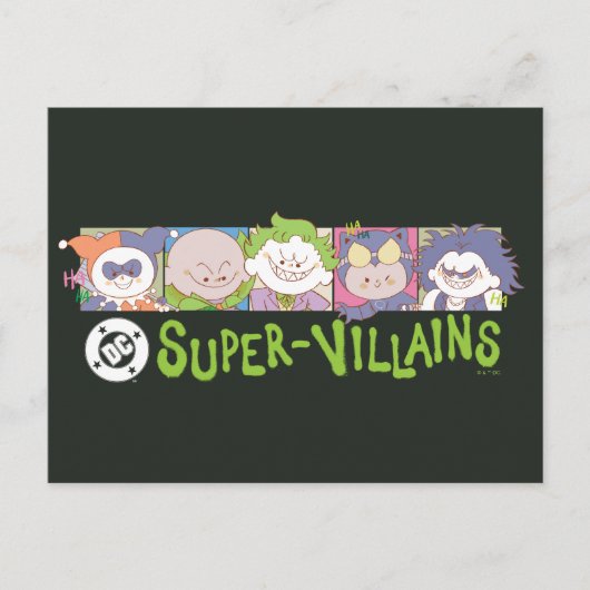 DC Super-Villains Cartoon Lineup Postkarte (Vorderseite)