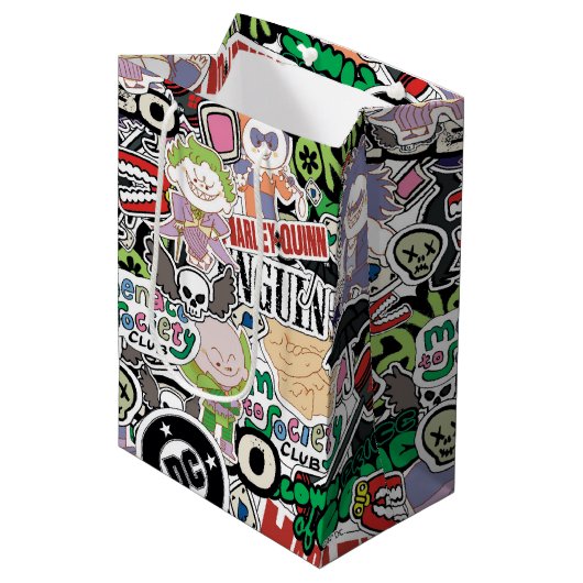 DC Super-Villains Cartoon Pattern Mittlere Geschenktüte (Vorderseite Schrägansicht)