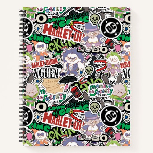DC Super-Villains Cartoon Pattern Notizblock (Vorderseite)