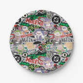 DC Super-Villains Cartoon Pattern Pappteller (Vorderseite)