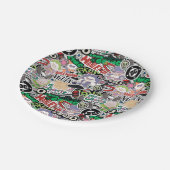 DC Super-Villains Cartoon Pattern Pappteller (Schrägansicht)