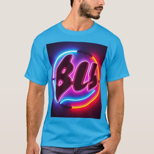 DC T-Shirt blaues Neon-Design (Vorderseite)