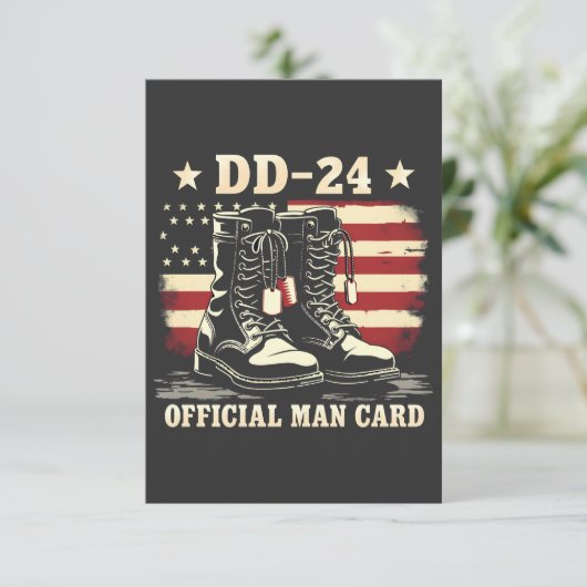 DD 24 Offiziell Man Card American Veteran Day Flag Dankeskarte (Stehend Vorderseite)