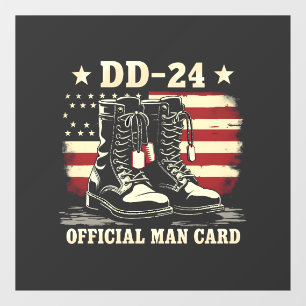 DD 24 Offiziell Man Card American Veteran Day Flag Fensteraufkleber