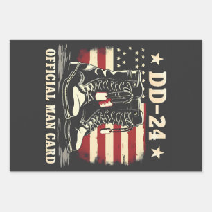 DD 24 Offiziell Man Card American Veteran Day Flag Geschenkpapier Set