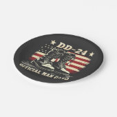 DD 24 Offiziell Man Card American Veteran Day Flag Pappteller (Schrägansicht)