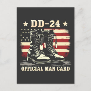 DD 24 Offiziell Man Card American Veteran Day Flag Postkarte