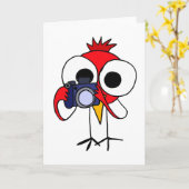 DD, roter Kardinals-Vogel mit Kamera-Cartoon Karte (Gelbe Blume)