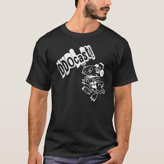DDOcast Snagz Maskottchen auf Schwarzem T-Shirt (Vorderseite)