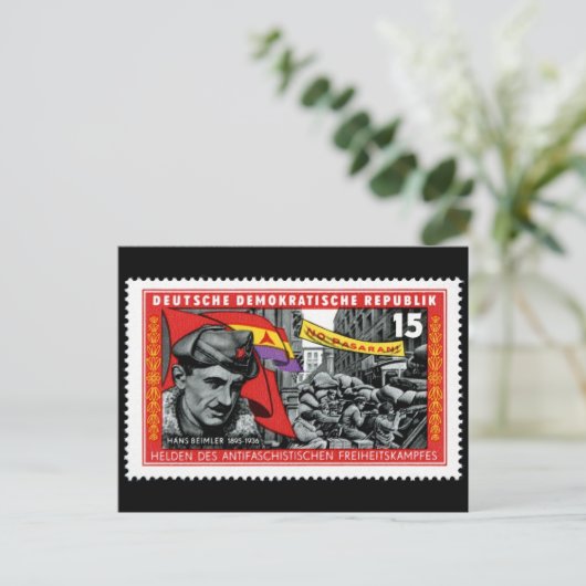 DDR-Briefmarke zum Gedenken an Hans Beimler Postkarte (Stehend Vorderseite)