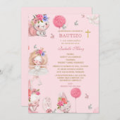 De Bautizo y Primer Cumpleaños Para Niña Einladung (Vorne/Hinten)