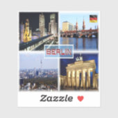 DE Berlin - Bikini Haus - Oberbaum - Skyline Aufkleber (Blatt)