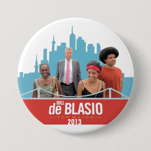 De Blasio für Bürgermeister Button (Vorderseite)