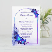 De Boda Azul y Morado Personalizables Einladung (Stehend Vorderseite)