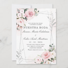 De Boda en Rosa Empolvado y gris Einladung