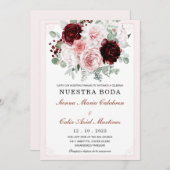 De Boda Floral Elegante Einladung (Vorne/Hinten)