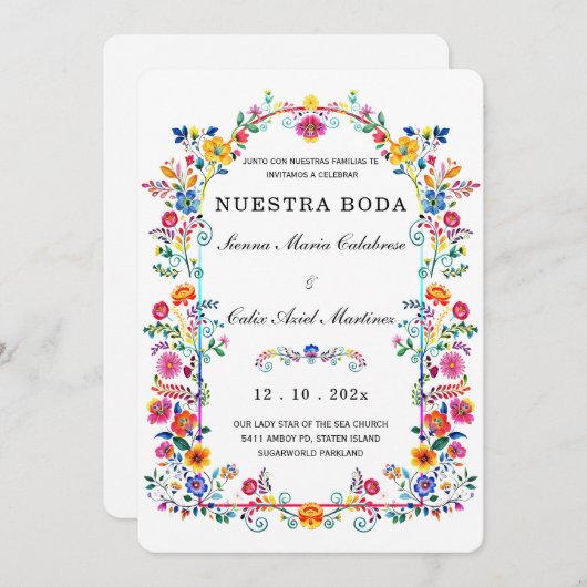 De Boda Mexicanas llenas de color Einladung (Vorne/Hinten)