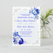 De Boda Originales y Elegantes en Azul Rey Einladung (Stehend Vorderseite)