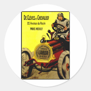 De Cleves Et Chevalier ~ Vintage Automobilwerbung Runder Aufkleber