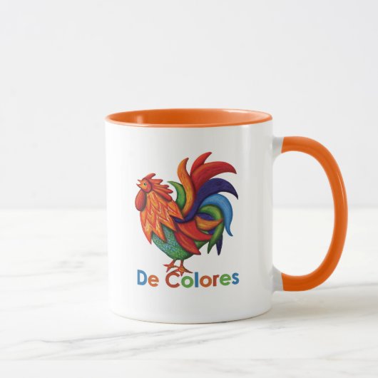 De Colores Rooster Gallo 11 Unze-Wecker-Tasse Tasse (Rechts)