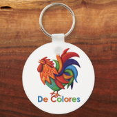 De Colores Rooster Gallo Button Schlüsselanhänger (Vorderseite)