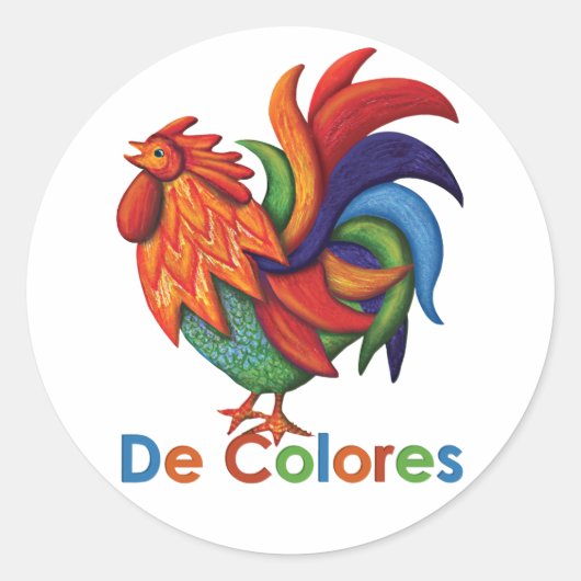 De Colores Rooster Gallo Round Sticker, Matte Runder Aufkleber (Vorderseite)
