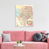 De Cordovas Karte von Texas Leinwanddruck (Insitu (Wohnzimmer))