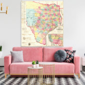De Cordovas Karte von Texas Leinwanddruck (Insitu (Wohnzimmer))