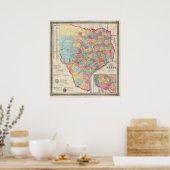 De Cordovas Karte von Texas Poster (Küche)