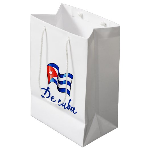 De Cuba Flag 🇨 🇺 Mittlere Geschenktüte (Vorderseite Schrägansicht)
