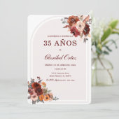 De Cumpleaños Terracota Borgoña Einladung (Stehend Vorderseite)