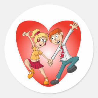 De dansende man en vrouw voor het Valentijn hart. Runder Aufkleber