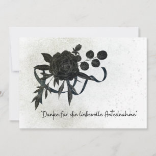 DE Edle Trauer Danksagung Karte - Schwarze Rose