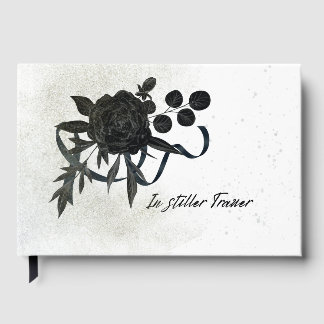 DE | Edles Trauer Kondolenzbuch - Schwarze Rose Gästebuch