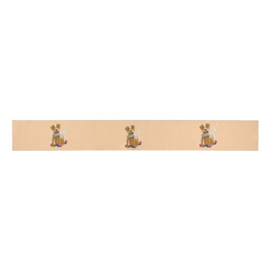 DE/GB Satinband Hund/Satin ribbon dog Ripsband (Vorderseite)